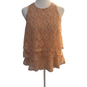 Elegant Lace Layered Top in Peach